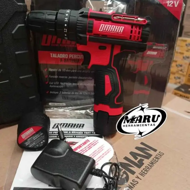Taladro Percutor 12V incluye 2 baterías y cargador OMAHA