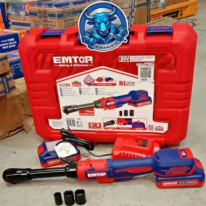 Llave Crique 20V Extensible ENC. 3/8" 65NM Incluye 2 Baterías, Cargador y Tubos EMTOP