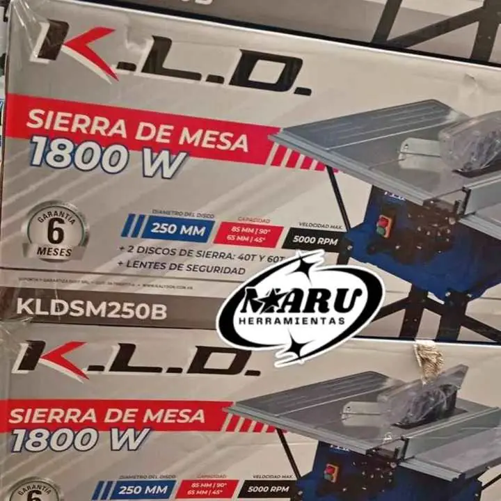 Sierra de Mesa 1800wts 250mm 5000rpm Incluye 2 Discos de Sierra KLD