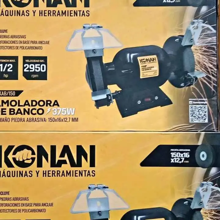 Amoladora de Banco 375wts 1/2Hp Incluye 2 Piedras Abrasivas KONAN