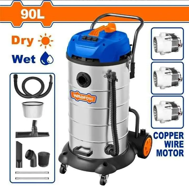 Aspiradora 90Lts 3600w 3 motores x 1200w aspira seco, humedo y fcion de volcado/ accesorios Wadfow