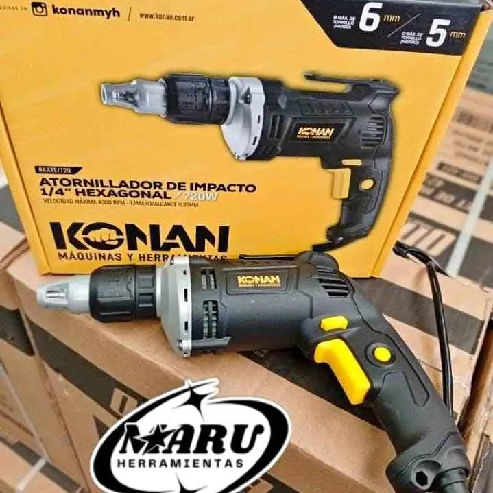 Atornillador de impacto 720WTS. 1/4" hexagonal para durlock konan
