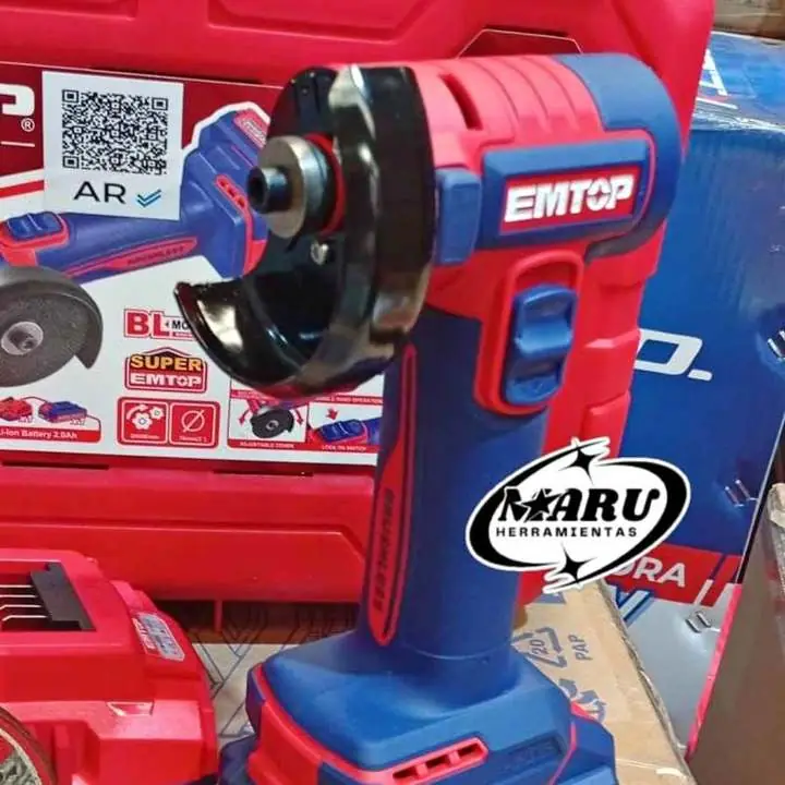 Mini Amoladora a Batería 20V 76mm 3" Incluye discos, 1 Batería y Cargador EMTOP