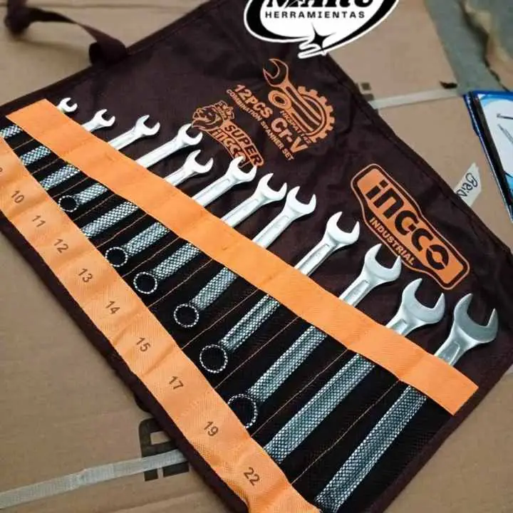 Juego de llaves combinadas 12Pzs del 6-24mm con bolsa de lona Ingco