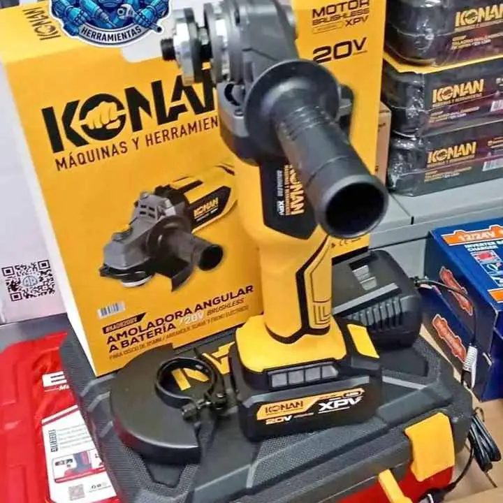 Amoladora a Batería 20V 115mm BRUSHLESS Incluye 1 Batería 4ah y Cargador KONAN