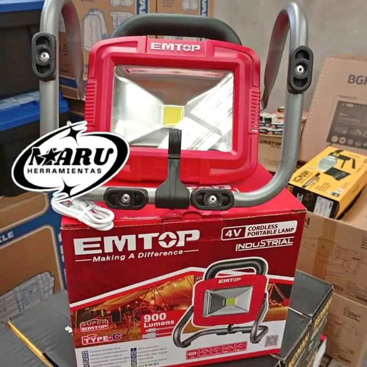 Reflector Portátil Recargable 900 LUMENS incluye cable de carga USB EMTOP