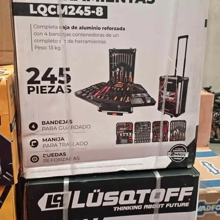 Maletín con herramientas 245pzs 4 Bandejas super completas maletín con ruedas lusqtoff