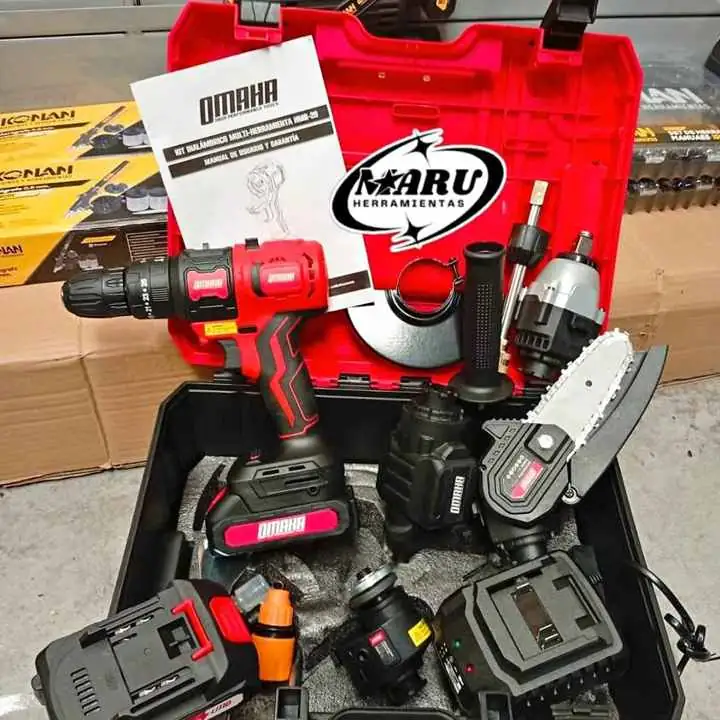 Multi herramientas 5 en 1 20V motosierra, llave de impacto, taladro, amoladora, hidro omaha