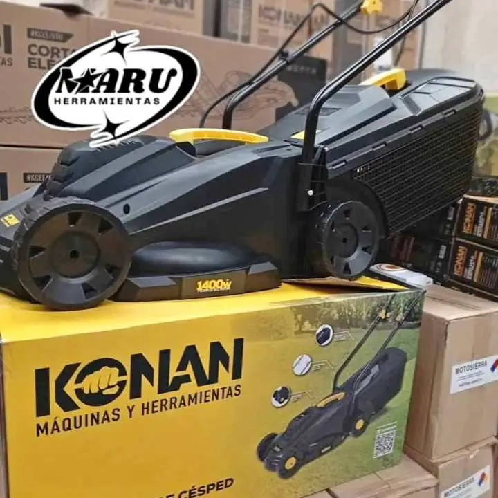 Cortadora de Cesped Electrica 1400wts con Bolsa 3 Alturas de Corte Ajustables KONAN
