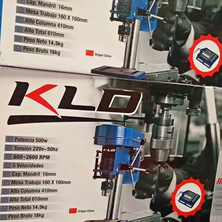 Taladro de Banco 500wts Motor 3/4 HP con morsa plana N°3 5 velocidades KLD