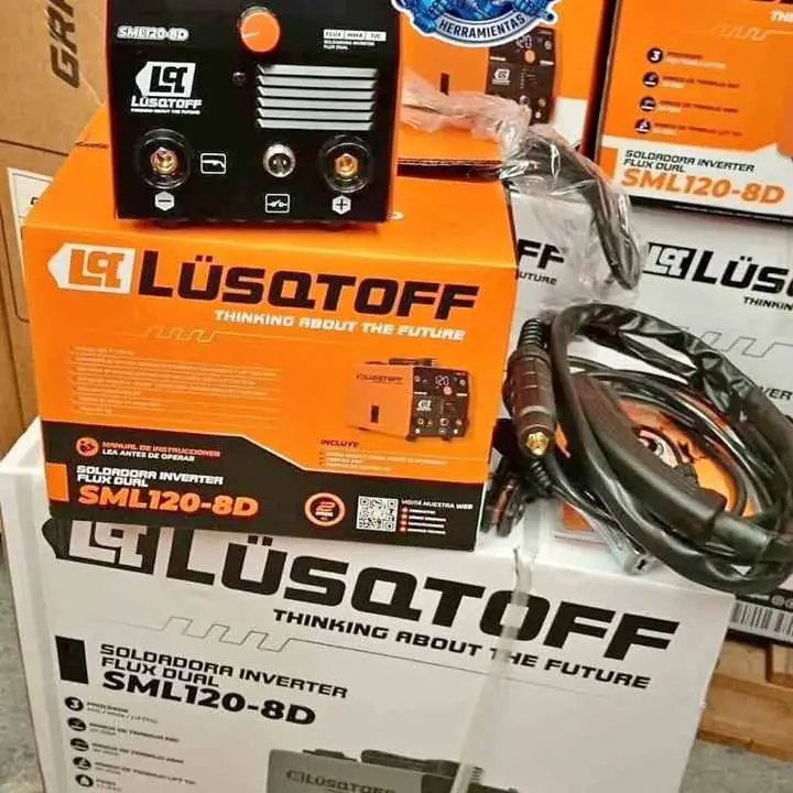 Soldadora inverter flux dual 120amp incluye pinzas, picos y torcha SML120-8D lusqtoff