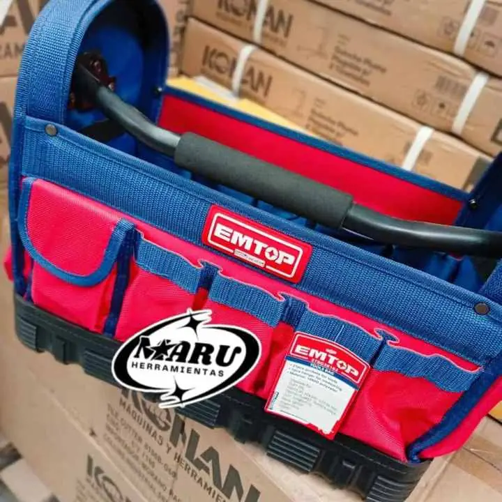 Bolso Portaherramientas 16" con 21 bolsillos Base rígida y carga Max. 20kgs EMTOP