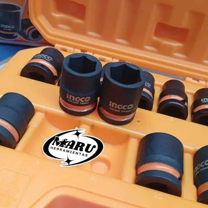 Juego Tubos de Impacto 14 Pzs 10 a 27mm Material cromo Ingco