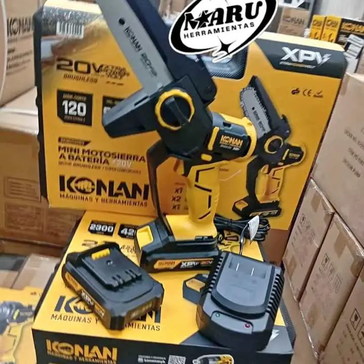 Mini Motosierra 5" a batería 20V incluye 2 baterías 2ah y cargador KONAN