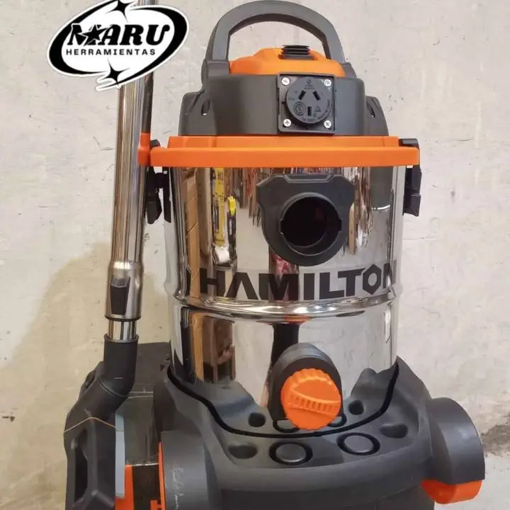 Aspiradora 20 Lts 1400wts aspira polvo y líquido/tacho de acero inoxidable con accesorios HAMILTON