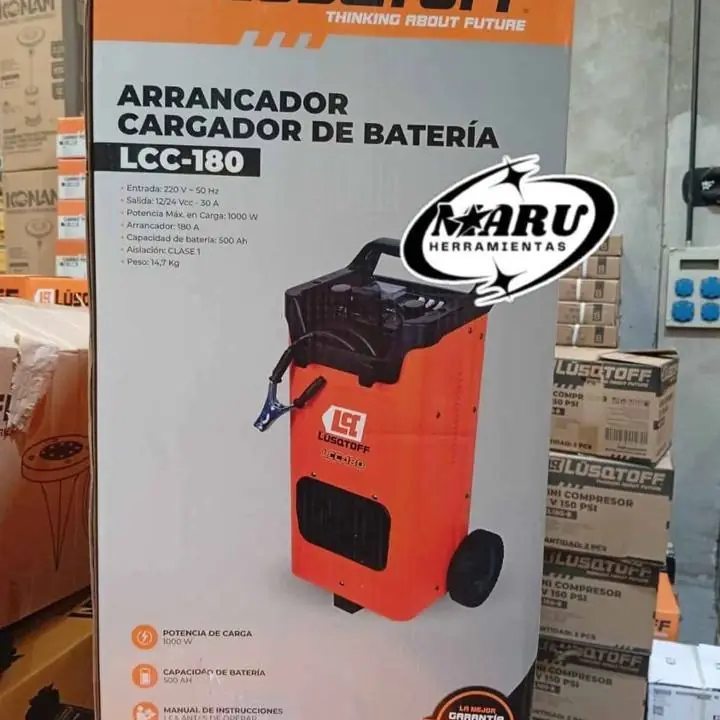 Cargador Arrancador de batería 12V 24V 180amp con accesorios LCC 180 LUSQTOFF