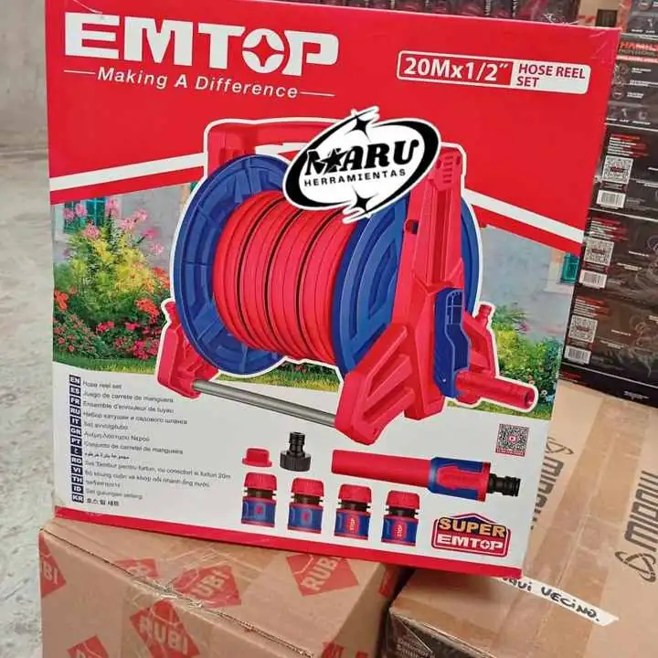 Porta Rollo con manguera 20Mts con múltiples accesorios EMTOP
