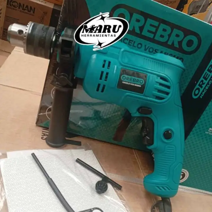 Taladro Percutor 650wts Mandril 15 mm con mango auxiliar OREBRO