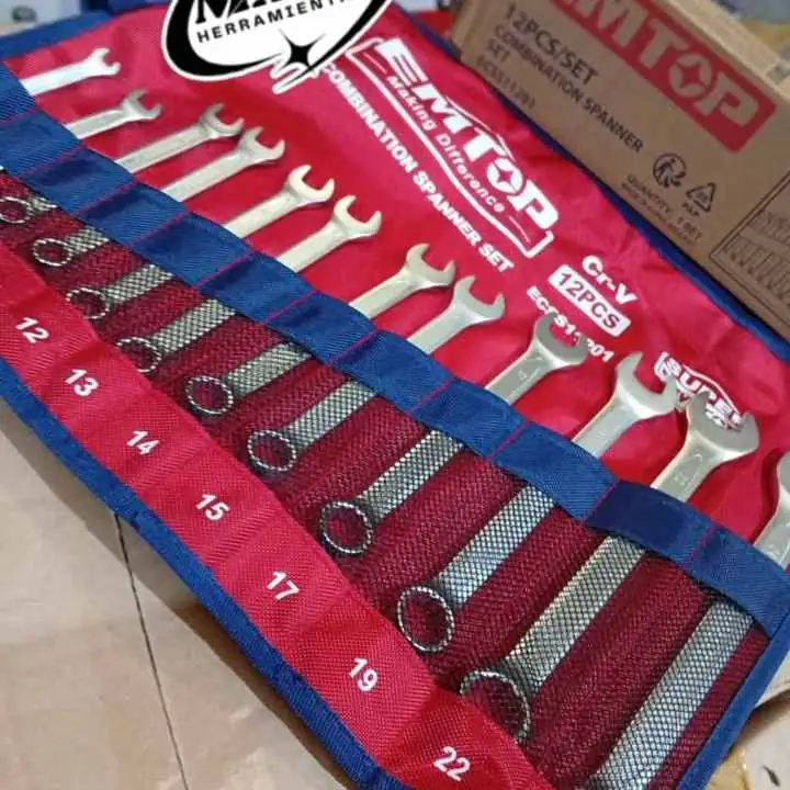 Juego de 12 llaves fijas combinadas del 6 a 24mm en Funda EMTOP