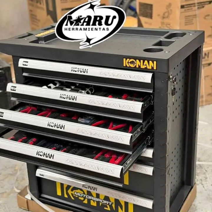 Gabinete Carro con herramientas 253Pzs 8 Bandejas, 7 Cajones con llave de seguridad KONAN