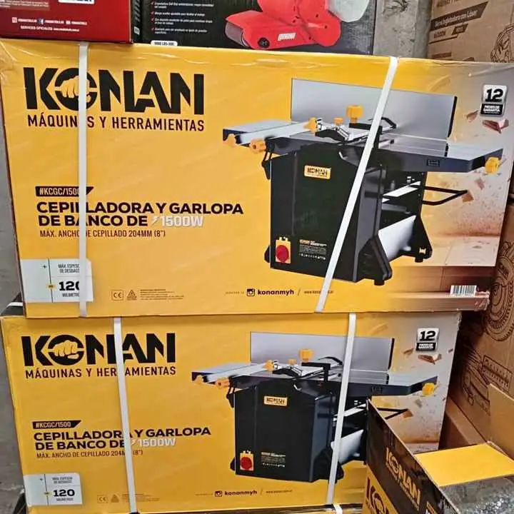 Cepilladora y Garlopa de banco 1500wts incluye 2 cuchillas KONAN