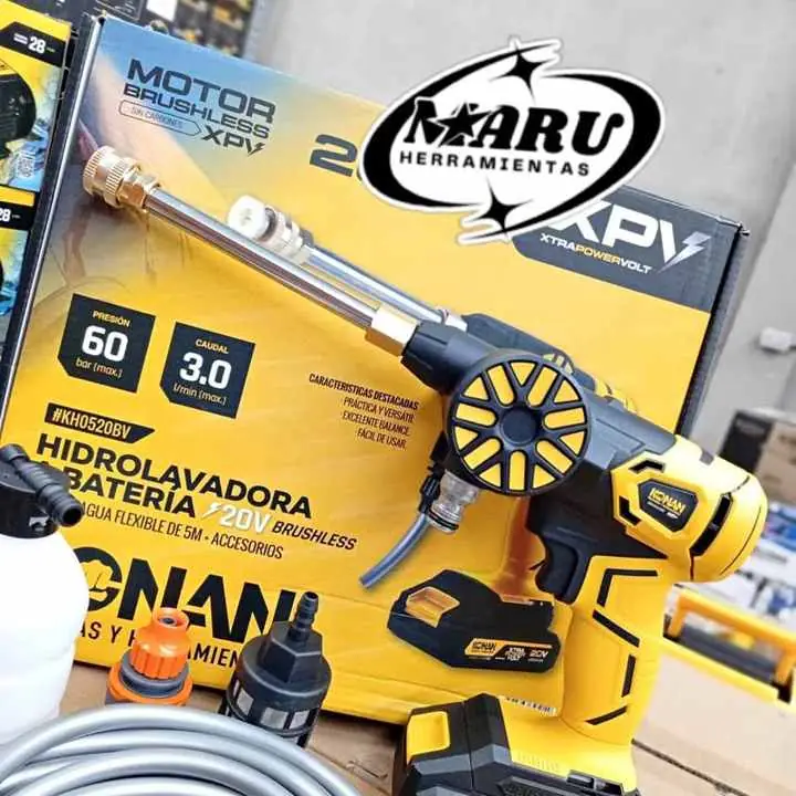 Hidrolavadora a batería 20V BRUSHLESS/Incluye accesorios, 1 batería y cargador KONAN
