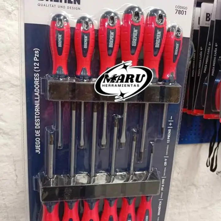 Kit de 12 destornilladores phillips plano variedad de puntas BREMEN