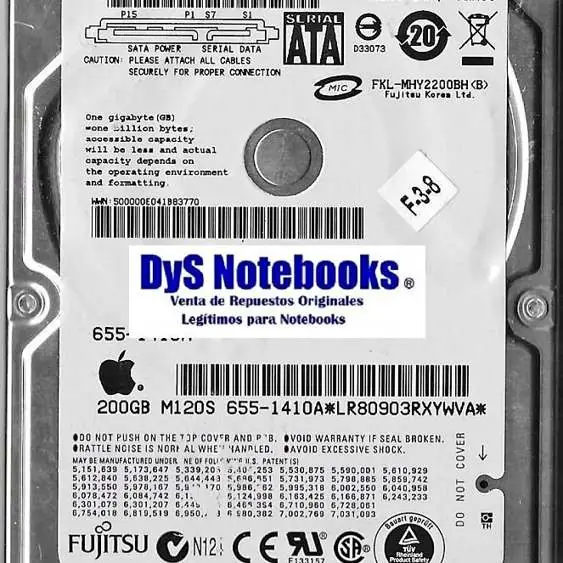 DISCO 200GB SATA 9.5mm FUJITSU MHY2200BH LAPTOP PC Pc3 TV y grabadora CONSOLAS o caddy externo