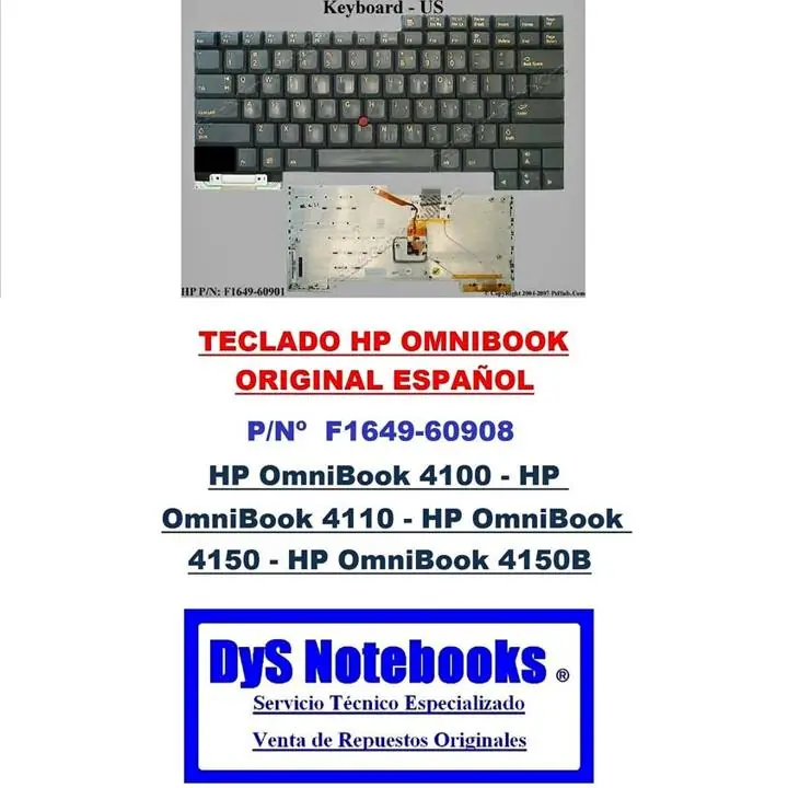 HP OmniBook 4100, OmniBook 4110, OmniBook 4150, OmniBook 4150B teclado español