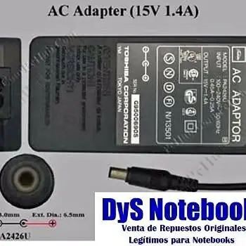 Cargador Toshiba satellite o para proyecto 15V 1.4A plug 6.5 3.0mm