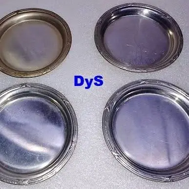4 Platitos tallados en peltre para picadas o usos vario diámetro C/u 13Cm dys