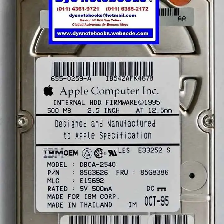 Disco ibm scsi 500MB 12.5mm 2.5” notebook – PC o proyecto