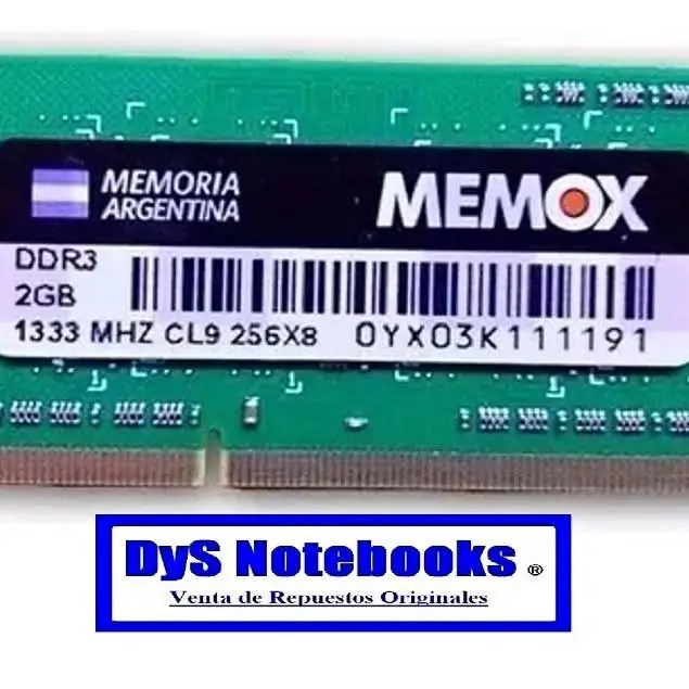 Memoria 2GB DDR3-1333MHz PC3 1333 1.5V Samsung memox
