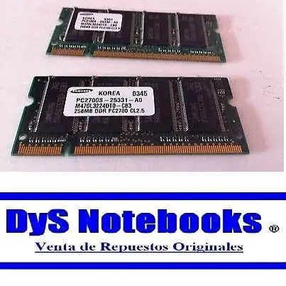 Memoria 256MB PC2700s DDR333 Samsung y varias marcas