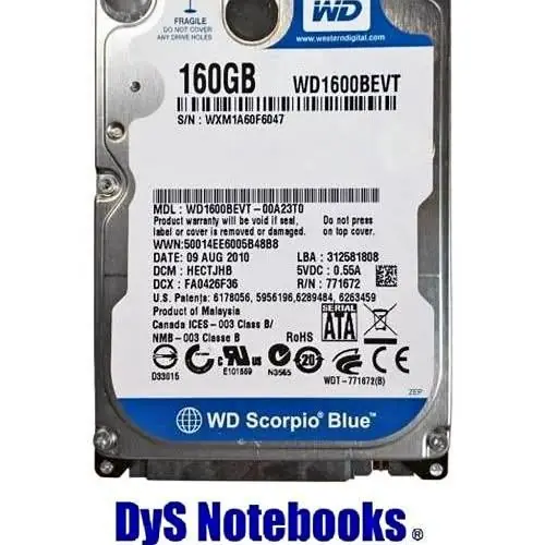 Disco wd scorpio Blue 160GB Sata II 3.0Gbps 9.5mm NOTEBOOK – PC – DVR PS4 Consola de juegos