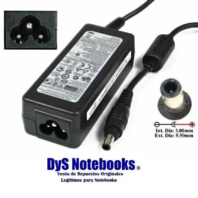 Cargador delta Samsung Original 19v pin al centro plug 5.5mm x 3.0mm con cable power