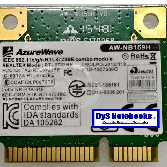 Realtek RTL8723BE AW-NB159H 802.11b/g/n 2.4GHz Bluetooth 4.0 Wireless WiFi