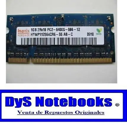 MEMORIA 1GB PC2-6400 666 y 555 de 8 y 16 chips Samsung hynix Adata y OTRAS