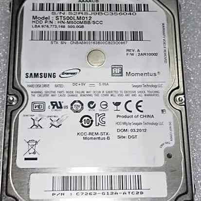 Disco sata Samsung momentus 500GB 9.5mm