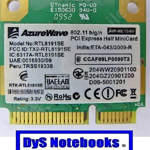 WiFi RTL8191SE AW-NE104H 2.4 ghz 300 mbps Samsung NP300E5A / E5C msi y otros