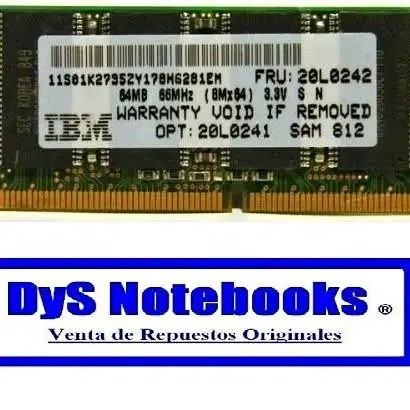 Memoria 64MB sodimm 144 pin Kingston KTM-8MX64S - ibm 20L0242