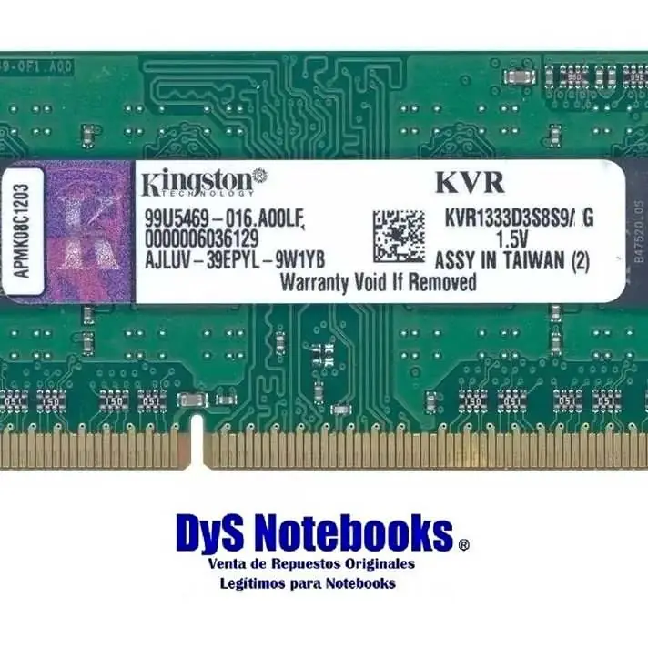 Memoria 1gb pc3 10600 Mb/s SODIMM DDR3 SDRAM 1333 MHz