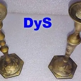 2 Porta velas antiguos bronce macizo indu alto 16Cm