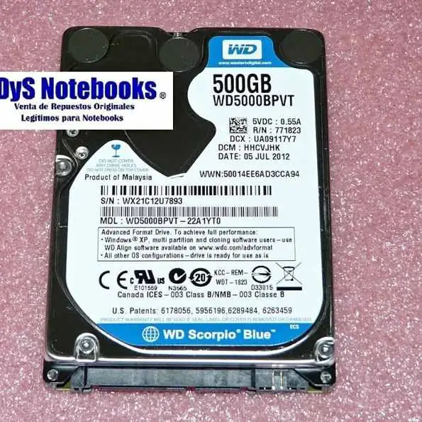 Disco sata 500GB wd scorpio blue sata ii factor forma 2.5” notebook – PC – dvr PS4 consola juegos