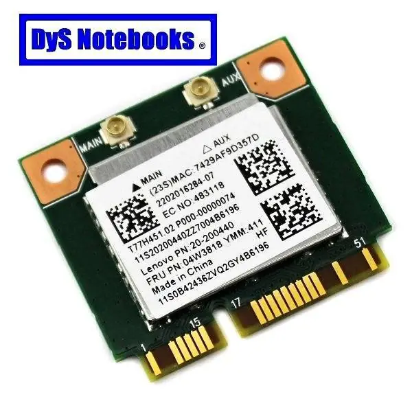 PLACA WiFi REALTEK TX2-RTL8723BE T77H451.02 2.4G 300 M + 4.0 Bluetooth Lenovo ibm Ver Modelos
