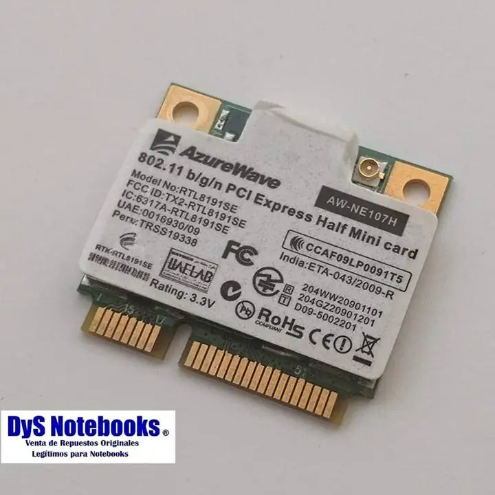 Placa WiFi Asus eee PC 1201N 1201T azurewave RTL8191SE AW-NE107H (1 antena)
