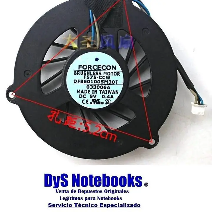 Cooler Dell Acer HP ver modelos compatibles diametro 60mm altura 11mm 3 pin o proyecto