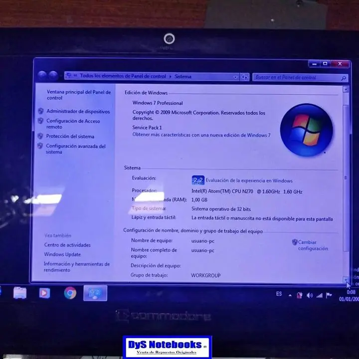 Oferta netbook commodore KE-7000 funcionando 100% para cambio de carcasa