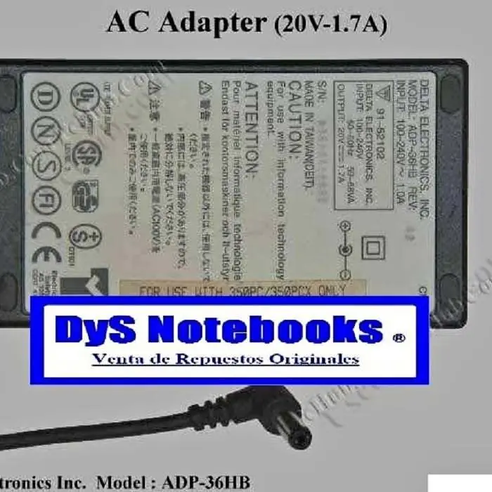 Cargador delta Acer texas nec 20V – 1.7A 34W 5.5 2.1mm ver modelos compatibles