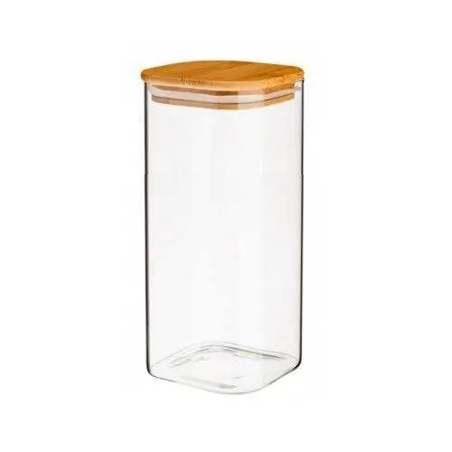 Frasco cuadrado de vidrio Carol con tapa de bambú, 1850 ml